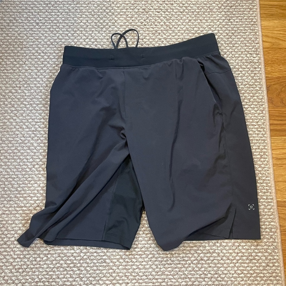 black lululemon shorts, barely worn, perfect condition, sits just above knee